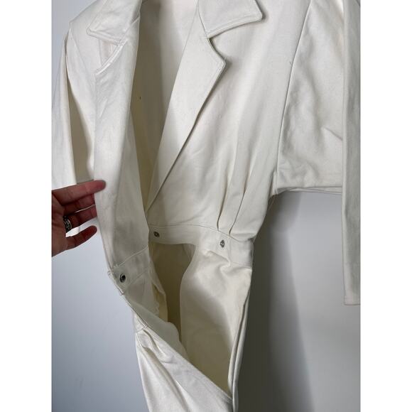Vintage Venezia Sportswear White Denim Jumpsuit 80s Power Suit Cinched Waist XXS - Picture 7 of 16